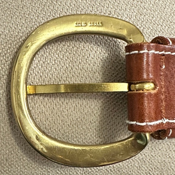 J.Crew Woven Leather Brass Buckle D-Ring Belt Brown Size M Vintage 90s Prep main image 7